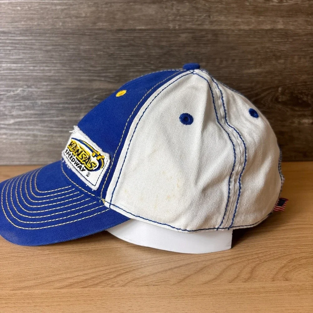 Kansas Speedway Hat Cap Strap‎ Back Blue Yellow Racing Adjustable